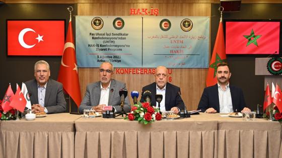 الاتحاد الوطني للشغل بالمغرب ونقابة حقيش اللتركية يؤكدان على دعم الوحدة الترابية للبلدين ومواجهة النزعات الانفصالية