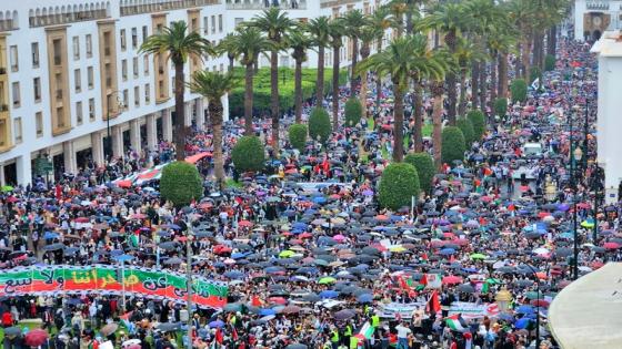 المغاربة يخرجون في مسيرة احتجاجية حاشدة نصرة لغزة ومطالبة بوقف التطبيع