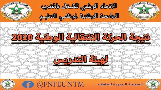نتائج الحركة الانتقالية الوطنية 2020 لهيئة التدريس التأهيلي