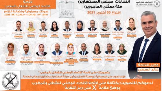 لائحة الاتحاد الوطني للشغل بالمغرب برسم انتخابات مجلس المستشارين| فئة ممثلي المأجورين